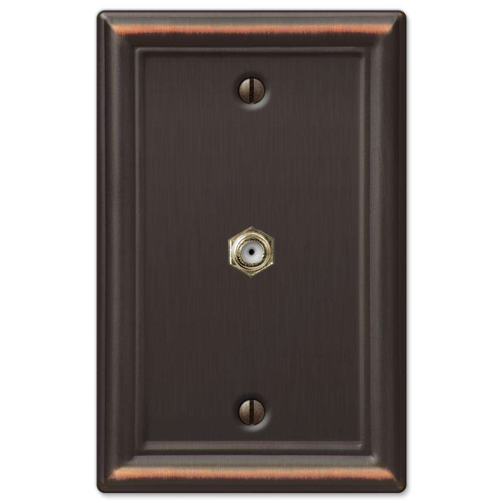 Chelsea Aged Bronze 1 Cable TV with Hardware - Wallplatesonline.com