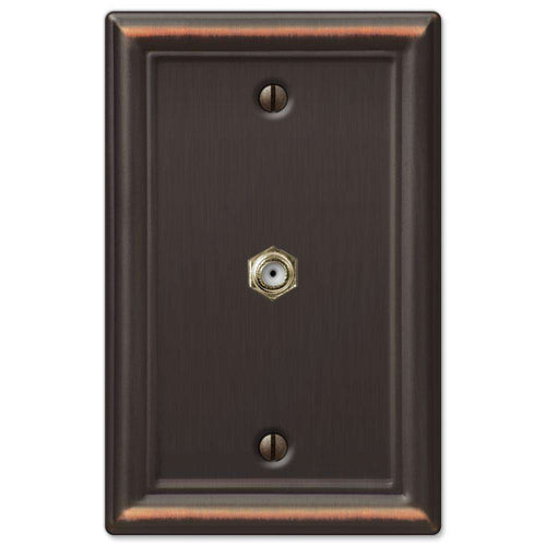 Chelsea Aged Bronze 1 Cable TV with Hardware - Wallplatesonline.com