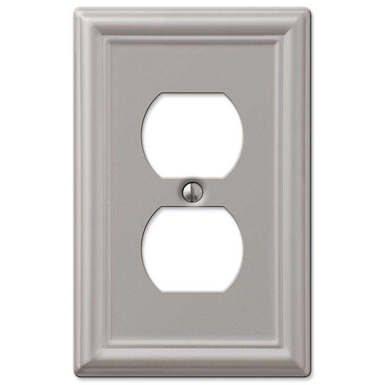 Chelsea Brushed Nickel 1 Duplex Outlet - Wallplatesonline.com