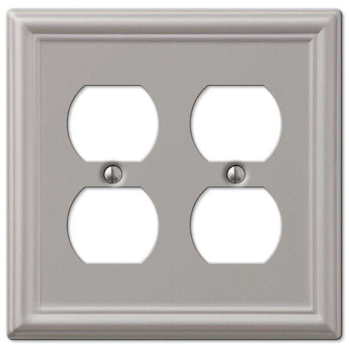 Chelsea Brushed Nickel 2 Duplex Outlet - Wallplatesonline.com