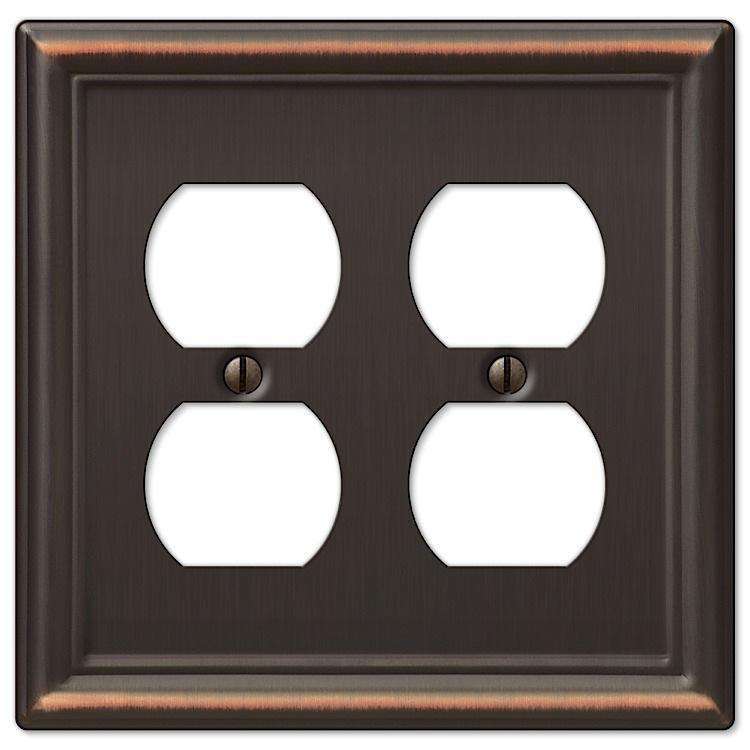 Chelsea Aged Bronze 2 Duplex Outlet - Wallplatesonline.com