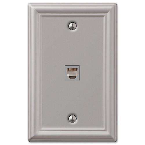 Chelsea Brushed Nickel 1 Phone Jack with Hardware - Wallplatesonline.com