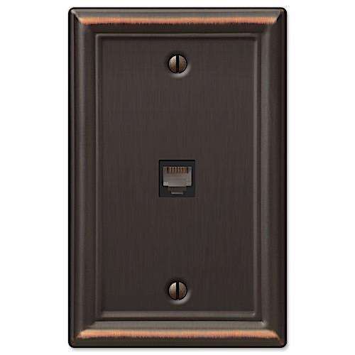 Chelsea Aged Bronze 1 Phone Jack with Hardware - Wallplatesonline.com