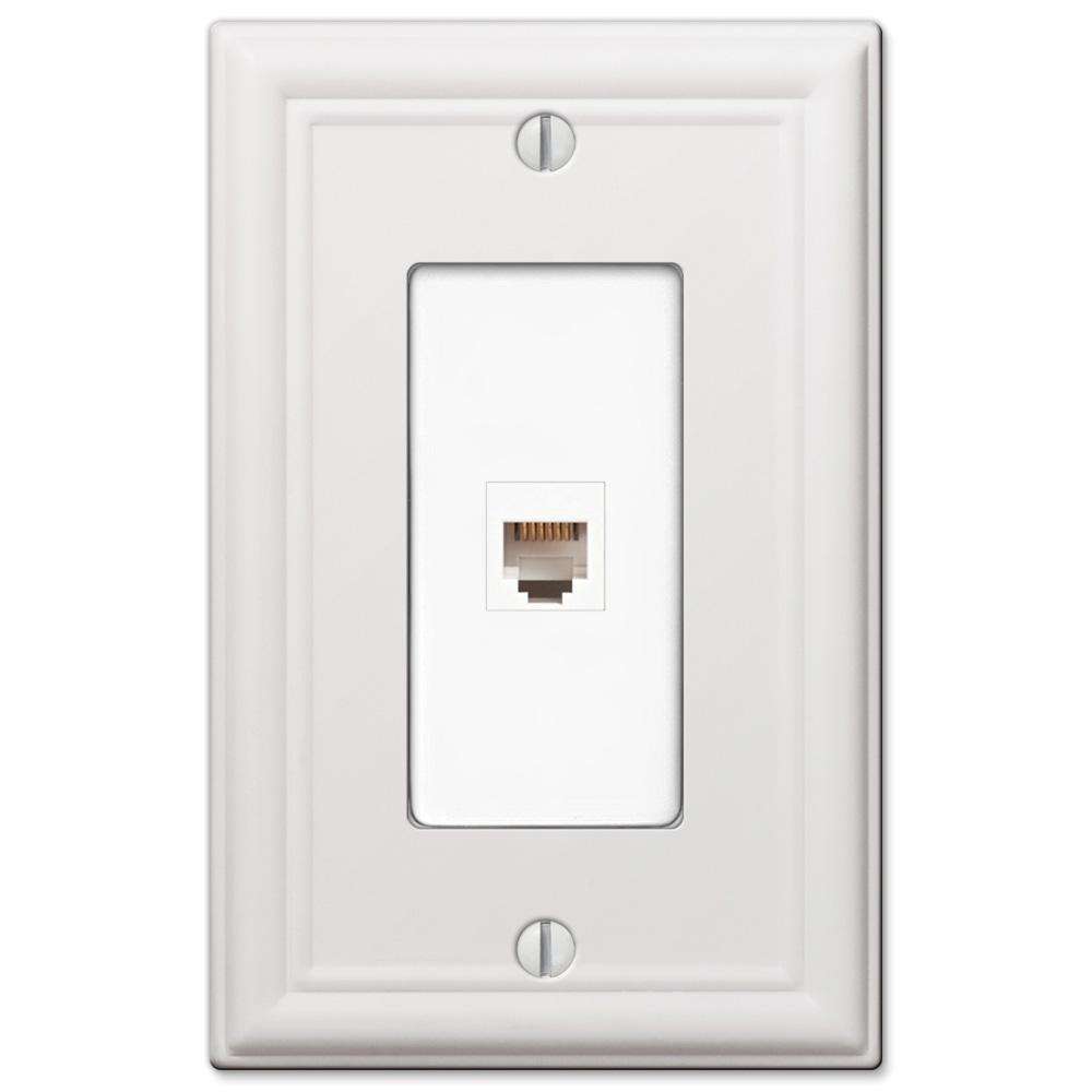 Chelsea White 1 Phone Jack with Hardware - Wallplatesonline.com