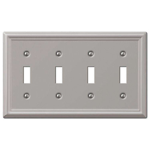 Chelsea Brushed Nickel 4 Toggle - Wallplatesonline.com