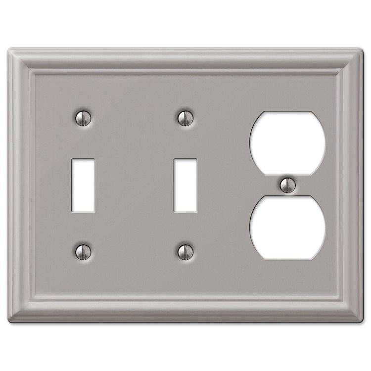 Chelsea Brushed Nickel 2 Toggle / Duplex Outlet - Wallplatesonline.com