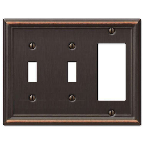 Chelsea Aged Bronze 2 Toggle / 1 Rocker (GFI) - Wallplatesonline.com