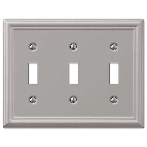 Chelsea Brushed Nickel Triple Toggle - Wallplatesonline.com