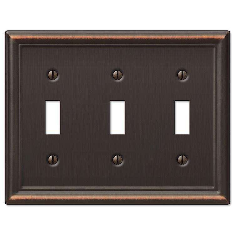 Chelsea Aged Bronze Triple Toggle - Wallplatesonline.com