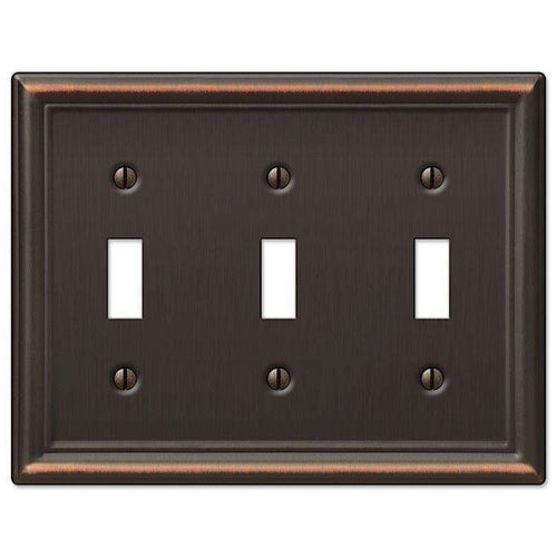 Chelsea Aged Bronze Triple Toggle - Wallplatesonline.com
