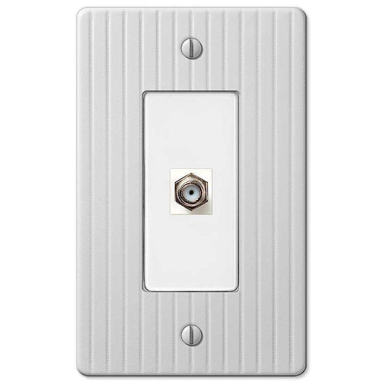 Embossed Line White 1 Cable TV with Hardware