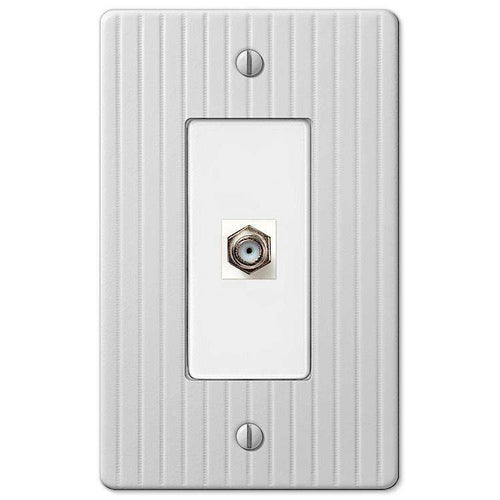 Embossed Line White 1 Cable TV with Hardware - Wallplatesonline.com
