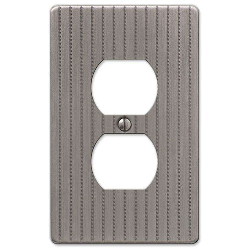 Embossed Line Antique Nickel 1 Duplex Outlet - Wallplatesonline.com