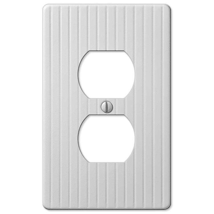 Embossed Line White 1 Duplex Outlet