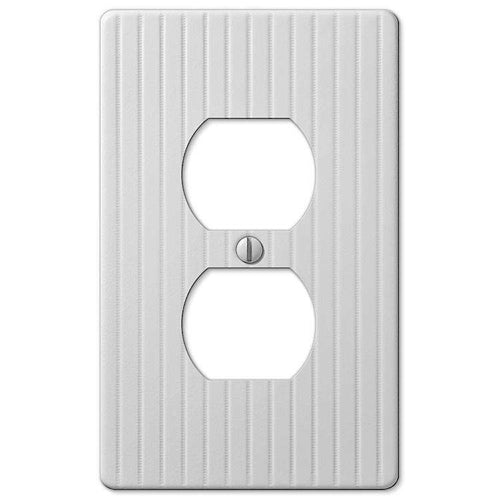 Embossed Line White 1 Duplex Outlet - Wallplatesonline.com