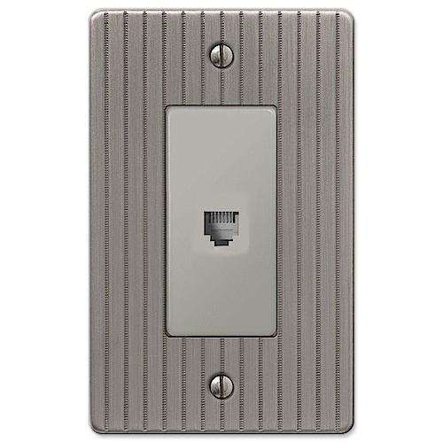 Embossed Line Antique Nickel 1 Phone Jack with Hardware - Wallplatesonline.com
