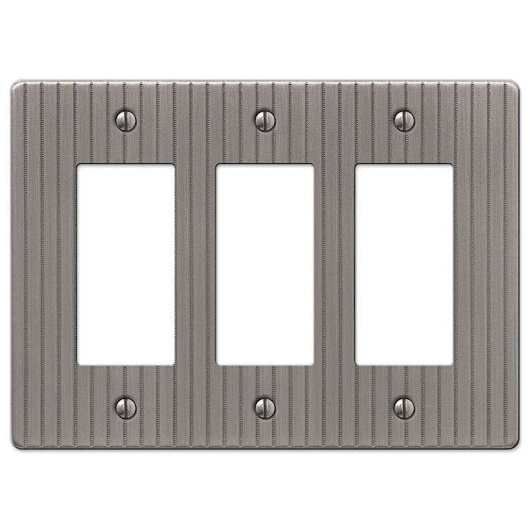 Embossed Line Antique Nickel 3 Rocker (GFI) - Wallplatesonline.com