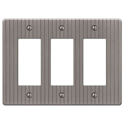 Embossed Line Antique Nickel 3 Rocker (GFI) - Wallplatesonline.com