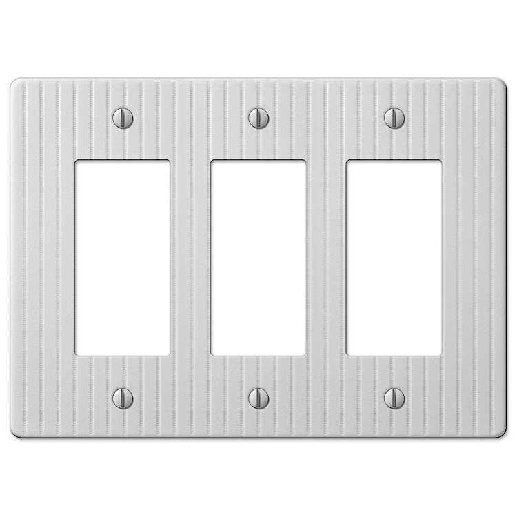Embossed Line White 3 Rocker (GFI) - Wallplatesonline.com