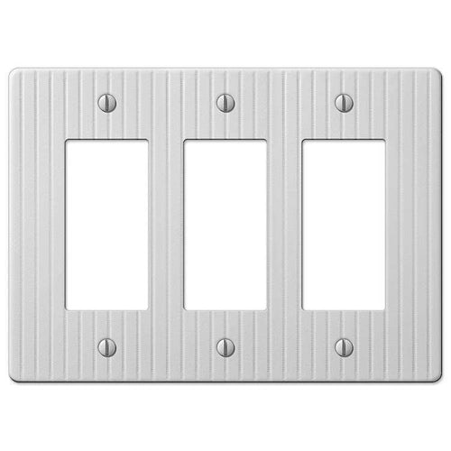 Embossed Line White 3 Rocker (GFI) - Wallplatesonline.com