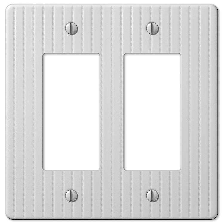 Embossed Line White 2 Rocker (GFI) - Wallplatesonline.com