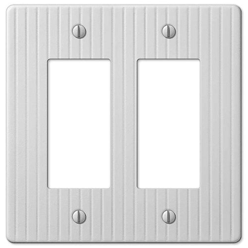 Embossed Line White 2 Rocker (GFI) - Wallplatesonline.com