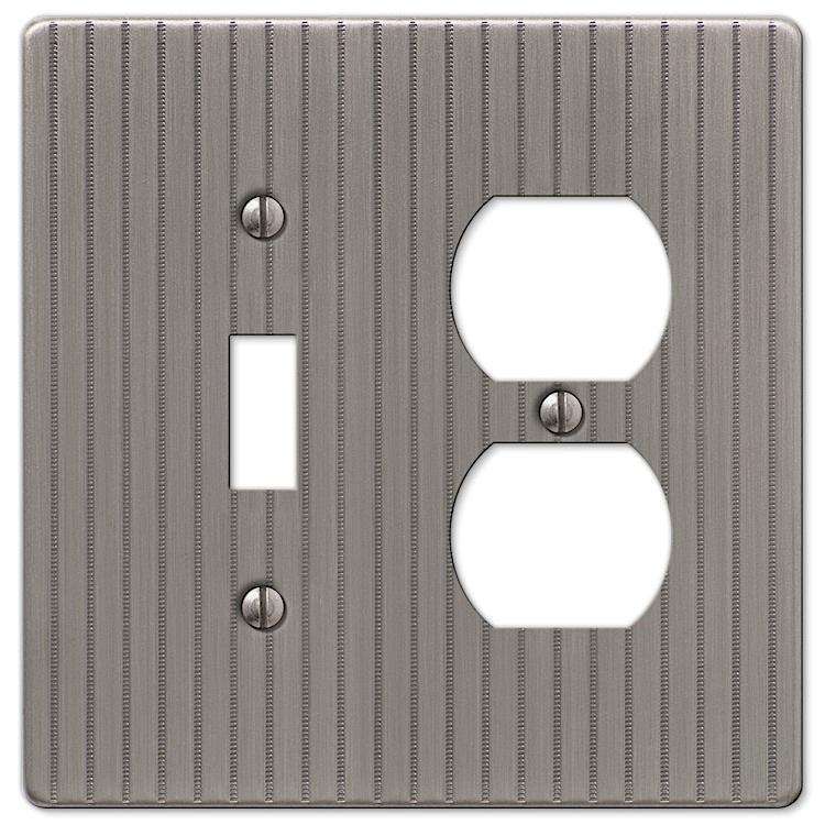 Embossed Line Antique Nickel Toggle / Duplex Outlet - Wallplatesonline.com