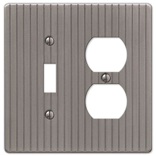 Embossed Line Antique Nickel Toggle / Duplex Outlet - Wallplatesonline.com
