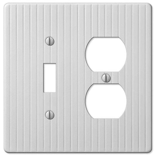 Embossed Line White Toggle / Duplex Outlet - Wallplatesonline.com