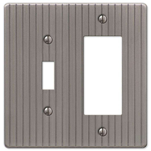 Embossed Line Antique Nickel Toggle / 1 Rocker (GFI) - Wallplatesonline.com