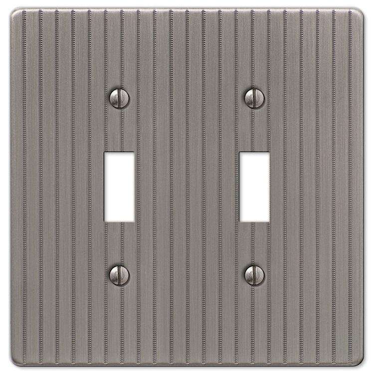 Embossed Line Antique Nickel Double Toggle - Wallplatesonline.com