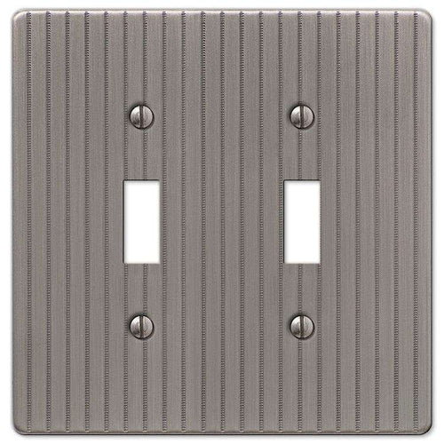 Embossed Line Antique Nickel Double Toggle - Wallplatesonline.com