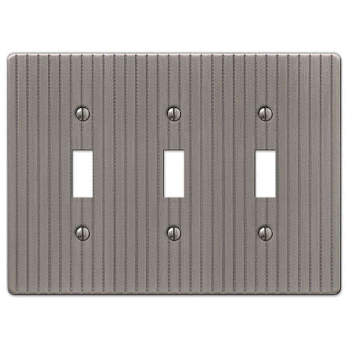 Embossed Line Antique Nickel Triple Toggle - Wallplatesonline.com