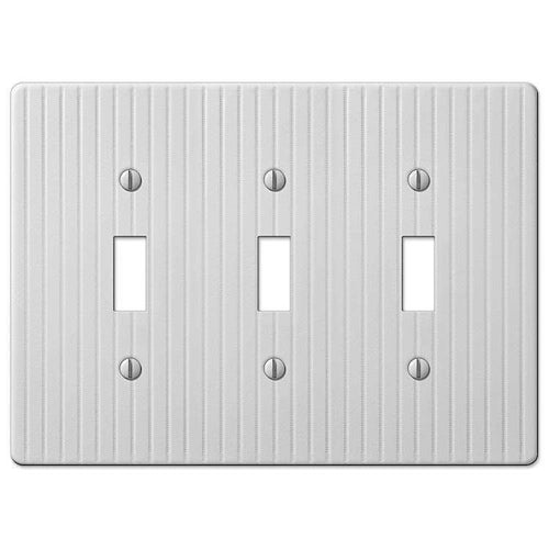 Embossed Line White Triple Toggle - Wallplatesonline.com
