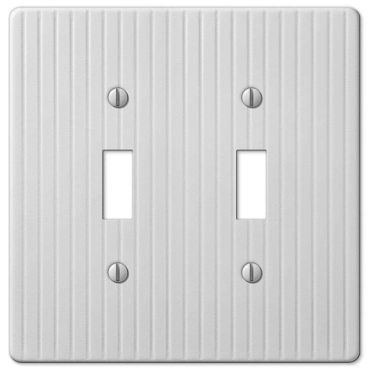 Embossed Line White Double Toggle - Wallplatesonline.com