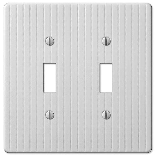 Embossed Line White Double Toggle - Wallplatesonline.com