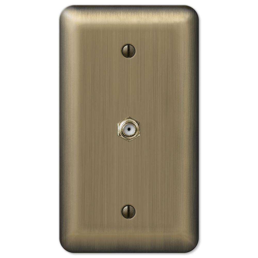 Devon Brushed Brass 1 Cable TV with Hardware - Wallplatesonline.com