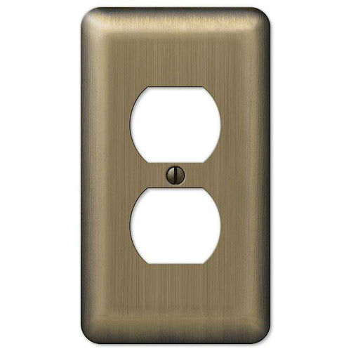 Devon Brushed Brass 1 Duplex Outlet - Wallplatesonline.com