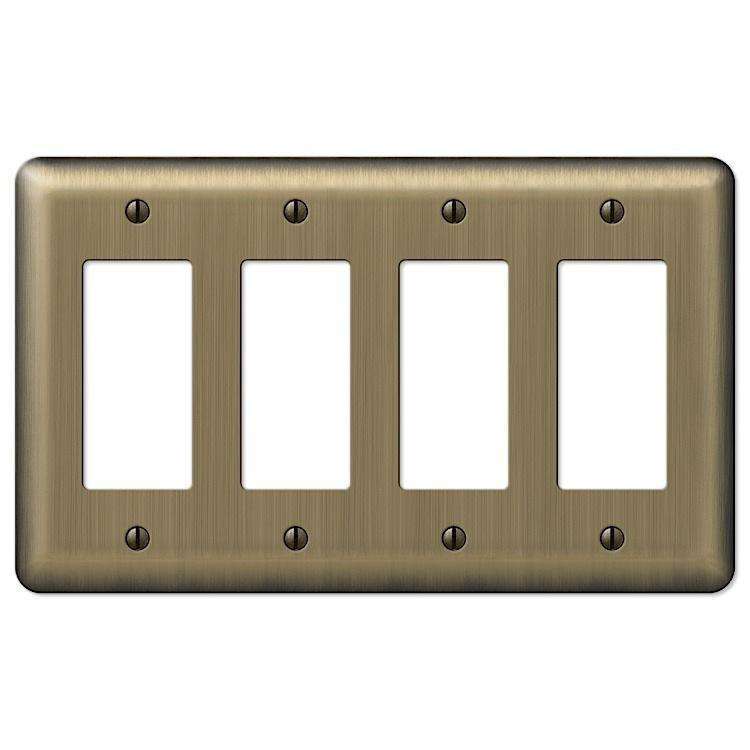 Devon Brushed Brass 4 Rocker (GFI) - Wallplatesonline.com