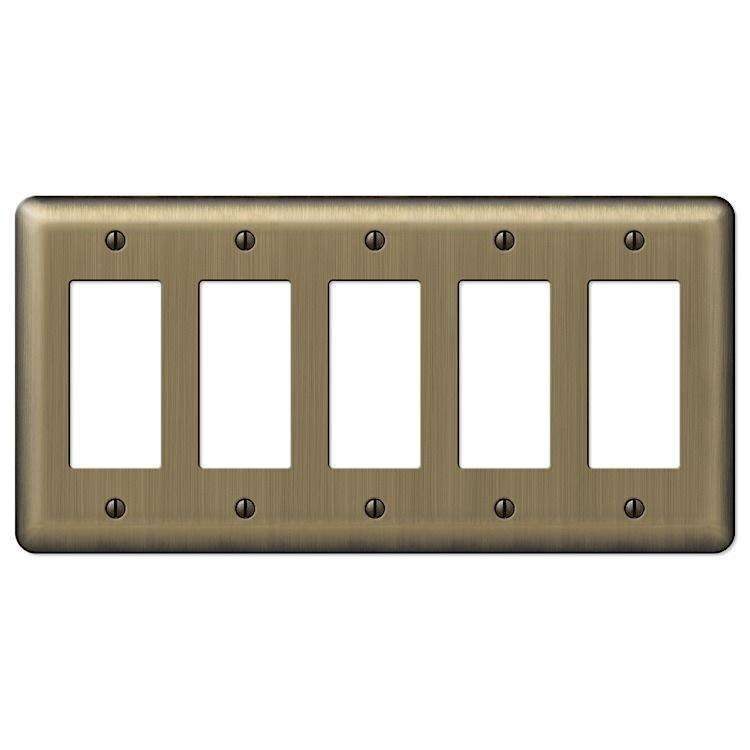 Devon Brushed Brass 5 Rocker (GFI) - Wallplatesonline.com