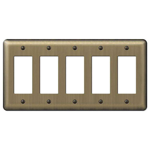 Devon Brushed Brass 5 Rocker (GFI) - Wallplatesonline.com