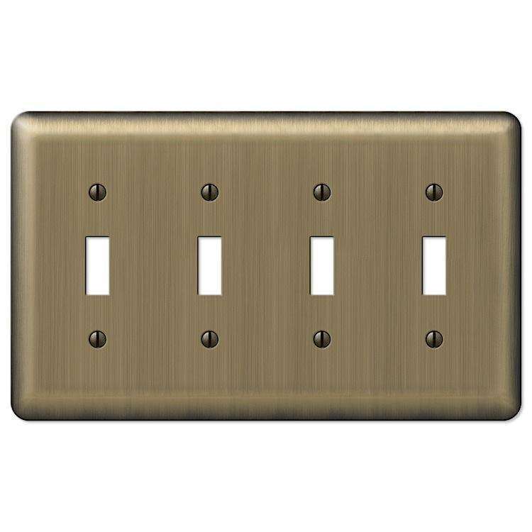 Devon Brushed Brass 4 Toggle - Wallplatesonline.com