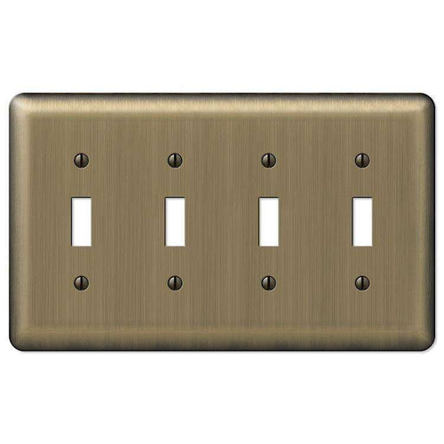 Devon Brushed Brass 4 Toggle - Wallplatesonline.com