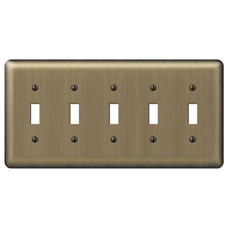 Devon Brushed Brass 5 Toggle - Wallplatesonline.com