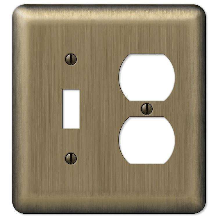 Devon Brushed Brass Toggle / Duplex Outlet - Wallplatesonline.com