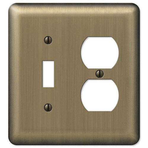 Devon Brushed Brass Toggle / Duplex Outlet - Wallplatesonline.com