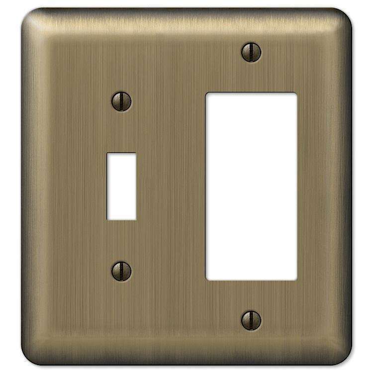 Devon Brushed Brass Toggle / 1 Rocker (GFI) - Wallplatesonline.com