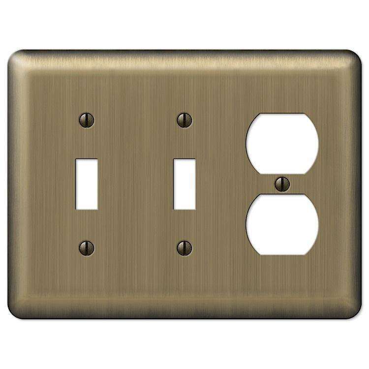 Devon Brushed Brass 2 Toggle / Duplex Outlet