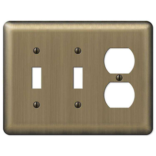 Devon Brushed Brass 2 Toggle / Duplex Outlet - Wallplatesonline.com