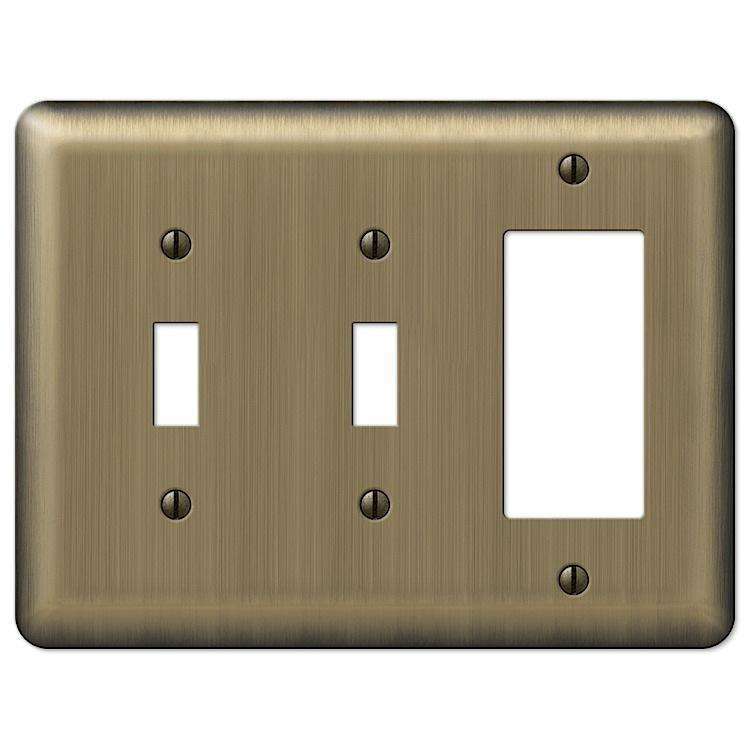 Devon Brushed Brass 2 Toggle / 1 Rocker (GFI) - Wallplatesonline.com